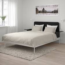 Delaktig Bed Frame Headboard 2 Side Tables Aluminium Black Ikea They are completed ikea double bed frame with storage/ bedside tables. delaktig bed frame headboard 2 side tables aluminium black 160x200 cm