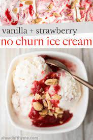Homemade vanilla ice cream with eagle brand. No Churn Vanilla Ice Cream With Strawberry Jam Ahead Of Thyme
