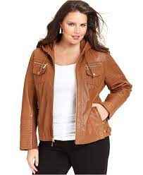Michael Michael Kors Plus Size Leather Hooded Jacket Plus Size Jackets Blazers Pl Leather Jacket With Hood Blazer Jackets For Women Plus Size Fall Outfit