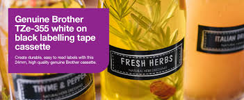 This tape produces white cloth labels with navy blue lettering that can be ironed on to virtually any cotton item. Brother Tze 355 Labelling Tape Cassette White On Black 24 Mm W X 8m L Laminated Brother Genuine Supplies Amazon Co Uk Stationery Office Supplies