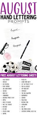 August Hand Lettering Prompts And Free Worksheet Printable Crush Lettering Hand Lettering Hand Lettering Practice Sheets