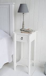 New England Narrow White Bedside Table White Bedside Table Bedroom Table Narrow White Bedside Table