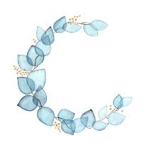 Watercolor Wreath Of Eucalyptus Blue Transparent Leaves 993970 Illustrations Design Bundles Floral Border Design Flower Drawing Flower Logo