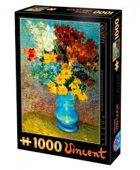 Some of the flowers are fresh and perky, ringed with halos. Puzzle Vincent Van Gogh Flowers In Blue Vase 1 000 Pieces Puzzle Usa Com