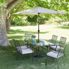 Saltaire Metal 6 Seater Garden Furniture Set Black Cream Garden Furniture Sets Outdoor Living Diy Garden Furniture