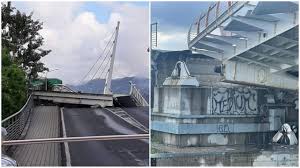 Il crollo della struttura non ha causato feriti ma ha bloccato il traffico. Apsit Nb07mpqm