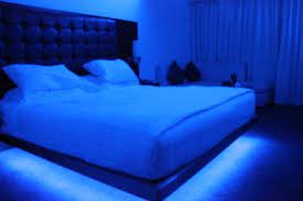 A beige fabric empire shade diffuses the light from a 100w bulb (not included) throughout your living room or bedroom. Blue Lights In Bedroom Novocom Top