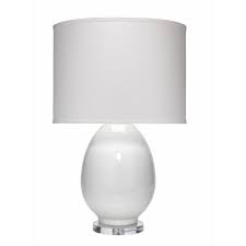 Jamie Young 1egg Tlwh Egg Table Lamp Large In White Glass With Large Drum Shade In White Linen Lamp Table Lamp Large Table Lamps