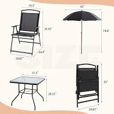 5 out of 5 stars with 1 ratings. Buy Vongrasig 6 Pieces Folding Patio Dining Set All Weather Small Metal Outdoor Table And Chair Set Garden Patio Furniture Set W Umbrella Glass Table 4 Folding Chairs For Lawn Deck Backyard