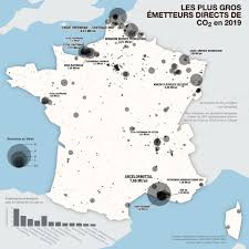 La carte interactive mise en ligne par l'application mon essence, habituellement utilisée pour comparer le prix des carburants, illustre bien les disparités géographique dans l'hexagone. Cartographie Numerique Les Plus Gros Emetteurs Directs De Co2 En France En 2019