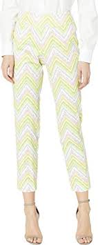 Krazy Larry Womens Pull On Pique Ankle Pants Pink Chevron 16 28