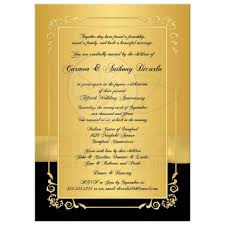 Celebrate a wedding anniversary with a stylish, personalized anniversary invitation. 50th Wedding Anniversary Invitation Black And Gold Floral Printed Bow Photo