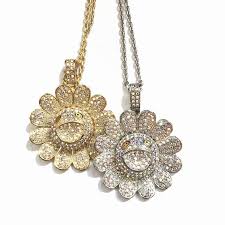 Custom Murakami Flower Fidget Spinner Pendant With Matching Chain Ab In 2020 Spinner Pendant Pendants White Gold Yellow Gold