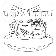 Cats and dogs have different taste receptors and nutritional needs, so when you're baking for them, you'll require very different ingredients. Kawaii Cat With Happy Birthday Cake Design Royalty Free Cliparts Vectors And Stock Illustration Image 136756719