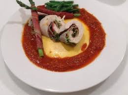 Chicken Involtini With Tomato Sauce Creamy Polenta And Garlic Beans Meal Recipe Meals Thermomix Recipes Tomato Sauce