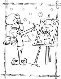 Spongebob krusty krab coloring pages. Online Coloring Pages Squidward Coloring Squidward Paints A Portrait Spongebob