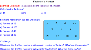 Factors Of An Integer Mr Mathematics Com Integers Learning Numbers Learning Objectives