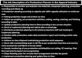 Financial planner responsibilities and duties the responsibilities and duties section is the most important part of the job description. Job Responsibilities And Report Of Production Planning Department In Garments Ordnur