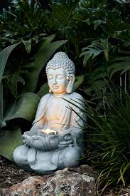 Channel The Peace And Tranquillity Of A Zen Garden With Our Wategos Buddha Fountain Light Made From Natural Concret Buddha Garden Zen Garden Meditation Garden