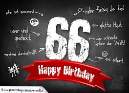 Komplimente Geburtstagskarte Zum 66 Geburtstag Happy Birthday