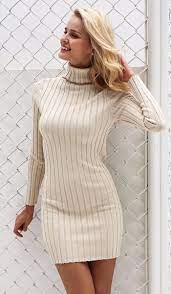 Elsie Ribbed Sweater Dress Sweater Dress Women Long Knitted Dress Slim Bodycon Dress