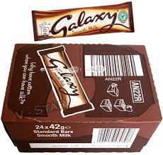 Sugar, cocoa butter, skimmed milk powder, cocoa mass, milk fat, lactose, whey powder (from milk), palm fat, emulsifier (soya lecithin). Full Box Of Galaxy Standard Chocolate Bars Galaxy Smooth Milk 24 X 42g Amazon Co Uk Grocery