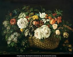 Painting of flowers in a basket hd wallpaper | background. Flowers In A Basket 1863 Gustave Courbet Wikigallery Org The Largest Gallery In The World