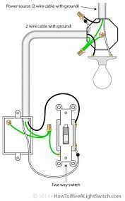 The power source comes from the fixture and then connects to the power terminal. 2 Way Switch With Power Source Via Light Fixture How To Wire A Light Switch Home Electrical Wiring Wiring A Light Switch Electrical Wiring