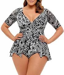Shape Solver Plus Size Mix It Up Tummy Control Flyaway Sleeve Onepiece Dillards Plus Size Clothing Online Plus Size Intimates Plus Size Swimwear
