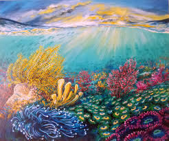Coral reef art prints · +sort by. Kris Friesen On Twitter Can You Tell What S Fictional About This Coral Reef Painting If You Said Most Coral Polyps Are Nocturnal You Re My Scientific Hero For The Day Paint Painter Painting