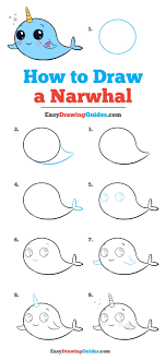 Let's illustrate the super adorable and magical sea unicorn together! How To Draw A Cute Narwhal Really Easy Drawing Tutorial