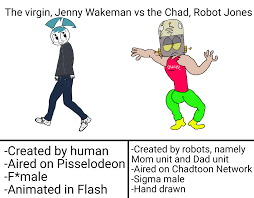 The meme depicts the colourful being as the 'chad' whilst the one in darker colours is the 'virgin.' Another Virgin Vs Chad Meme Dankmemes