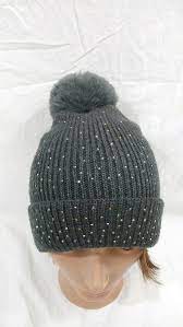 Zara Kids Girls Gray Bling Knitted Winter Beanie Pom Pom Hat Zara Beanie Zara Kids Girls Zara Kids Winter Knits