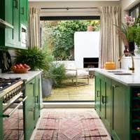 The colours are amazing and the style is super cool and the lighting. Galley Kitchen House Garden