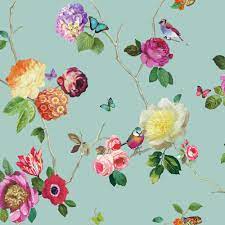 Ties, ties by pattern, ties by width. Arthouse Charmed Flower Pattern Bird Butterfly Rose Floral Motif Wallpaper 889800 Teal Multi I Want Wallpaper