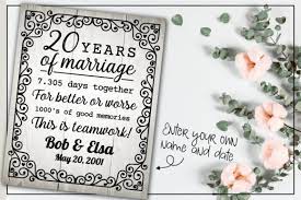 Loads of love and joy, you have bought between you, in twenty years of relation, which is pure and true!!! 20 Years Wedding Anniversary Graphic By Boertiek Creative Fabrica