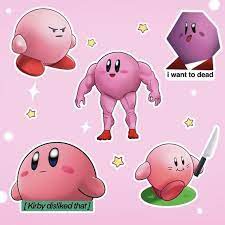 Gamer Stickers Set Angry Kirby With Knife Meme Mimi Nintendo Etsy Kirby Memes Kirby Cute Cartoon Wallpapers