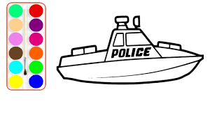 Police boat coloring pages see more images here : Speed Boat Drawing And Coloring Police Speed Boat Coloring Pages For Kids Wave Coloring Tv Youtube