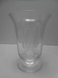 VINTAGE STUART CUT Crystal Etched Fern Leaf Vase Made In England $36.00