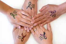 Thinking about getting a breast cancer ribbon tattoo? No One Fights Alone Ribbon Temporary Tattoo Choose Hope