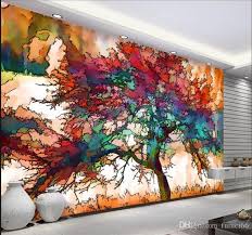 3d خلفيات الحديثة مجردة الفن ملون شجرة صور الحائط جدارية مطعم مقهى بار جدارية خلفية الإبداعية ديكور Papel الجداريات 2021 من Fumei66 119 36ر س موبايل Dhgate