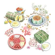Pin By đoan Khoa Hệ Thống Thong Tin On Watercolor Happy Lunar New Year Food Painting Watercolor Food