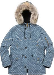 Louis Vuitton X Supreme Denim Parka Jacket 54 Large L Xl Authentic Lv Mens Coat Denim Parka Denim Parka Jacket Louis Vuitton Supreme