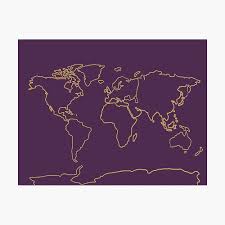 Startseite landkarten welt weltkarte länder umrisse. Weltkarte Umriss Pflaume Und Gold Poster Von Doodleandcharm Redbubble