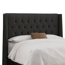 A full bed upholstering job will cost anywhere from 700 cad to 1500 cad—and that's not including the frame. Skyline Furniture Upholstered Queen Headboard In Velvet Black The Home Depot Canada