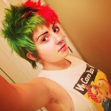 Black And Neon Green Hair Split Image Result For Black Neon Green Short Hair Two Toned Hair Half And Half Hair Split Hair