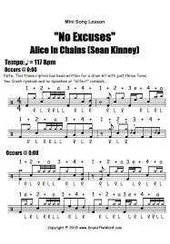 No Excuses Alice In Chains Mini Song Free Video Drum Lesson Pdf Notation Drumstheword Online Video Drum Lessons Drum Sheet Music Drum Lessons Drums Sheet