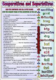 Comparative and superlative worksheets as lesson plans. Comparatives And Superlatives Printable Esl Worksheet English Teaching Materials Adjectives Elementary English For Students