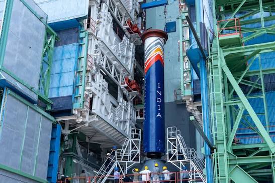 A major step forward in India's private space journey. 🇮🇳🚀 Vikram-1 has  begun stacking at the First Launch Pad, Satish Dhawan Space Center,  Sriharikota. Piece by piece, Vikram-1 is coming alive—each stage