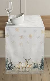 Maison D Hermine Deer In The Woods 100 Cotton Table Runner 14 5 Inch By 108 Inch Table Runners Wood Table